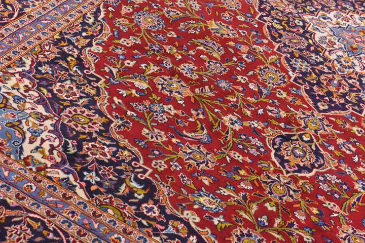 9' 7 x 12' 7 Hand Knotted Kashan Persian Wool Rug