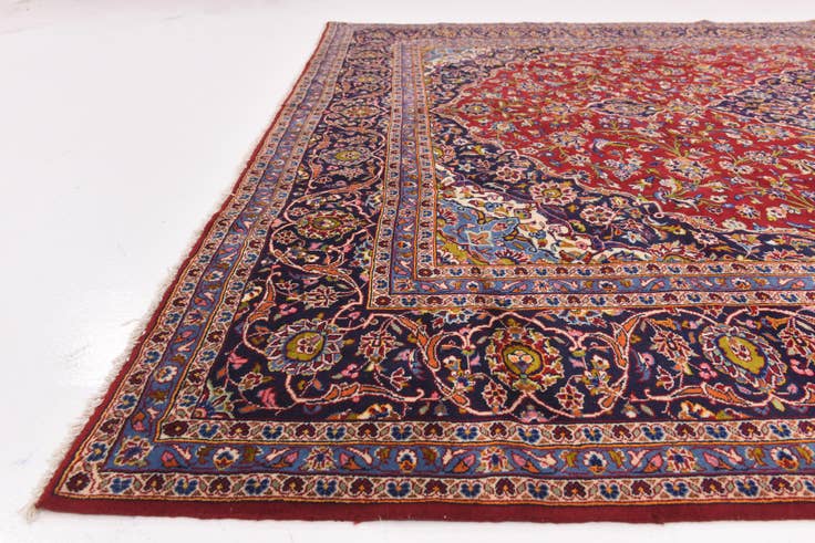Detail image of 9' 7 x 12' 7 Hand Knotted Kashan Persian Wool Rug