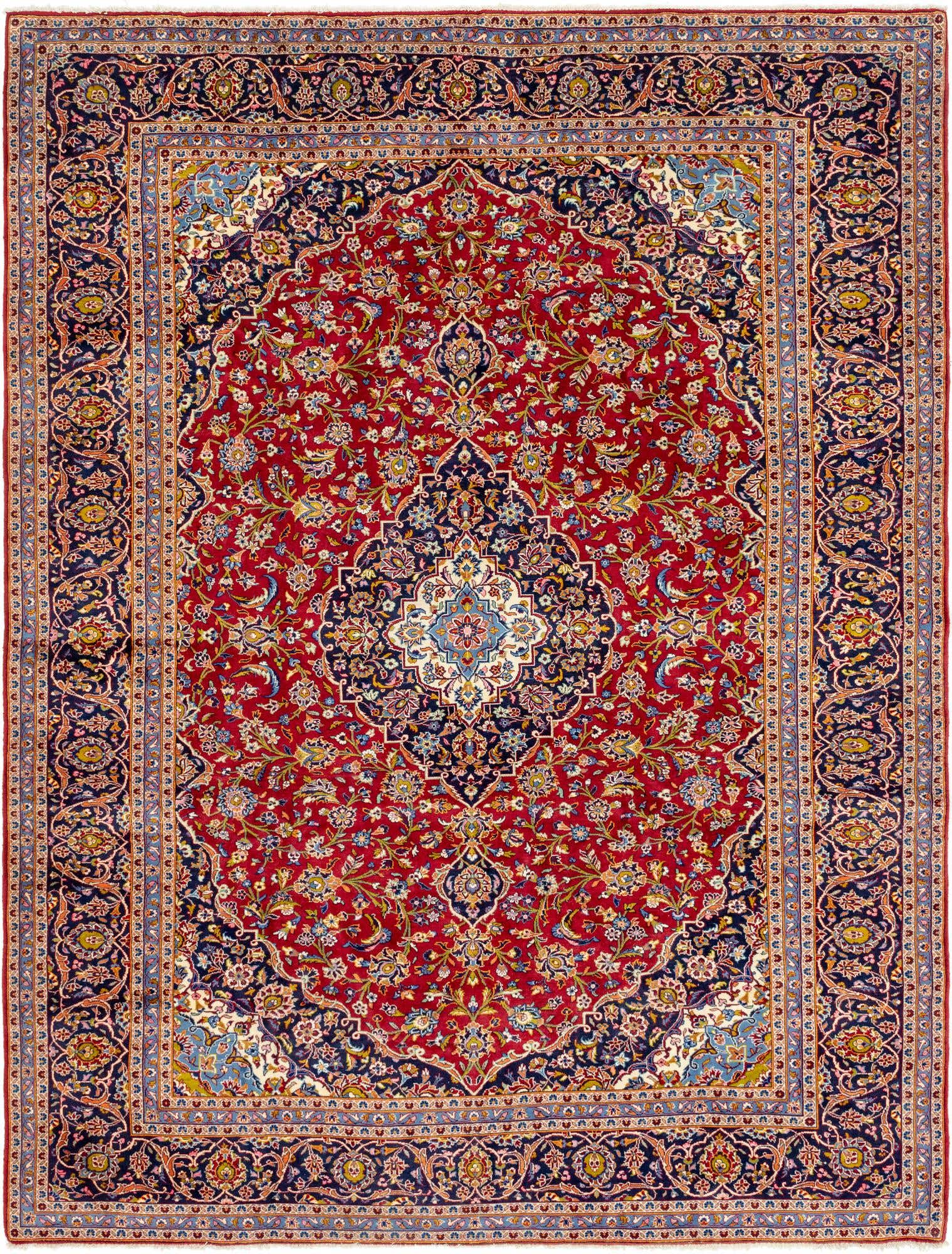 9' 7 x 12' 7 Hand Knotted Kashan Persian Wool Rug