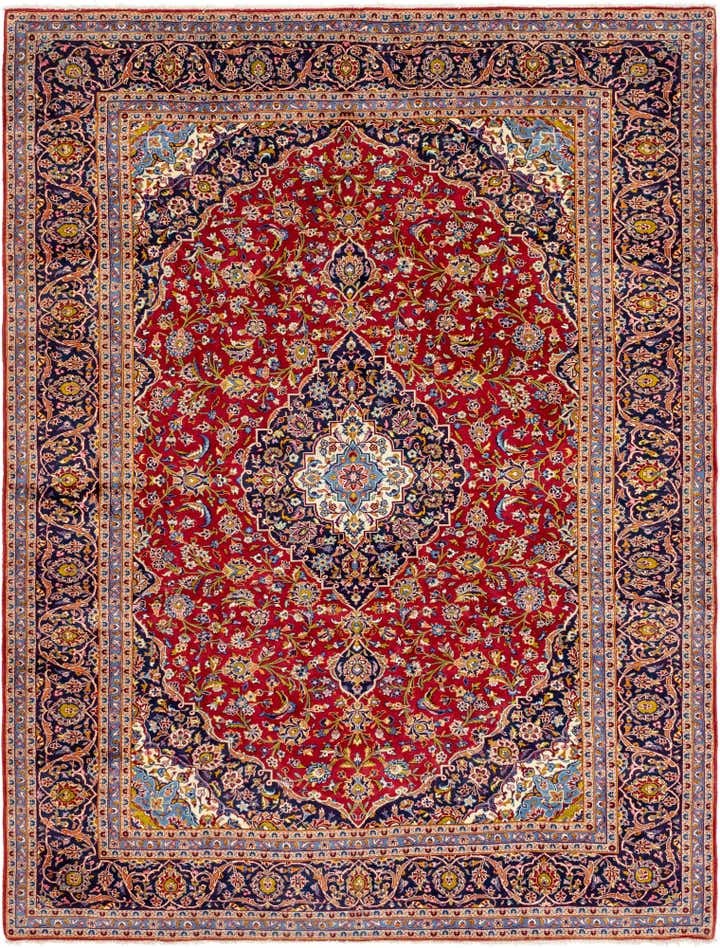 9' 7 x 12' 7 Hand Knotted Kashan Persian Wool Rug