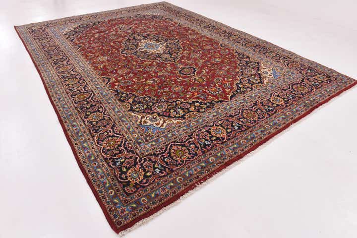 9' 7 x 13' 5 Hand Knotted Kashan Persian Wool Rug