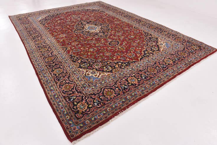 Detail image of 9' 7 x 13' 5 Hand Knotted Kashan Persian Wool Rug