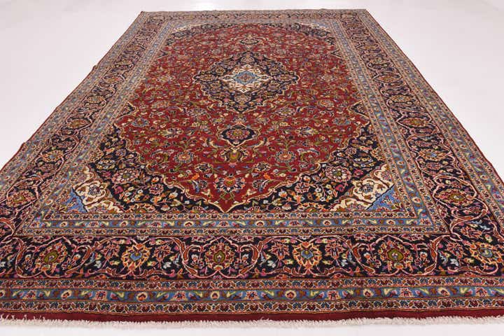 9' 7 x 13' 5 Hand Knotted Kashan Persian Wool Rug