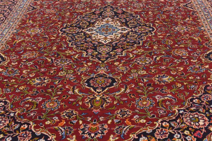 9' 7 x 13' 5 Hand Knotted Kashan Persian Wool Rug