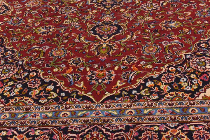 9' 7 x 13' 5 Hand Knotted Kashan Persian Wool Rug
