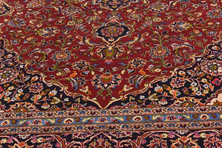 Detail image of 9' 7 x 13' 5 Hand Knotted Kashan Persian Wool Rug