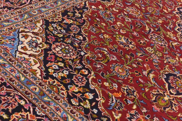 9' 7 x 13' 5 Hand Knotted Kashan Persian Wool Rug