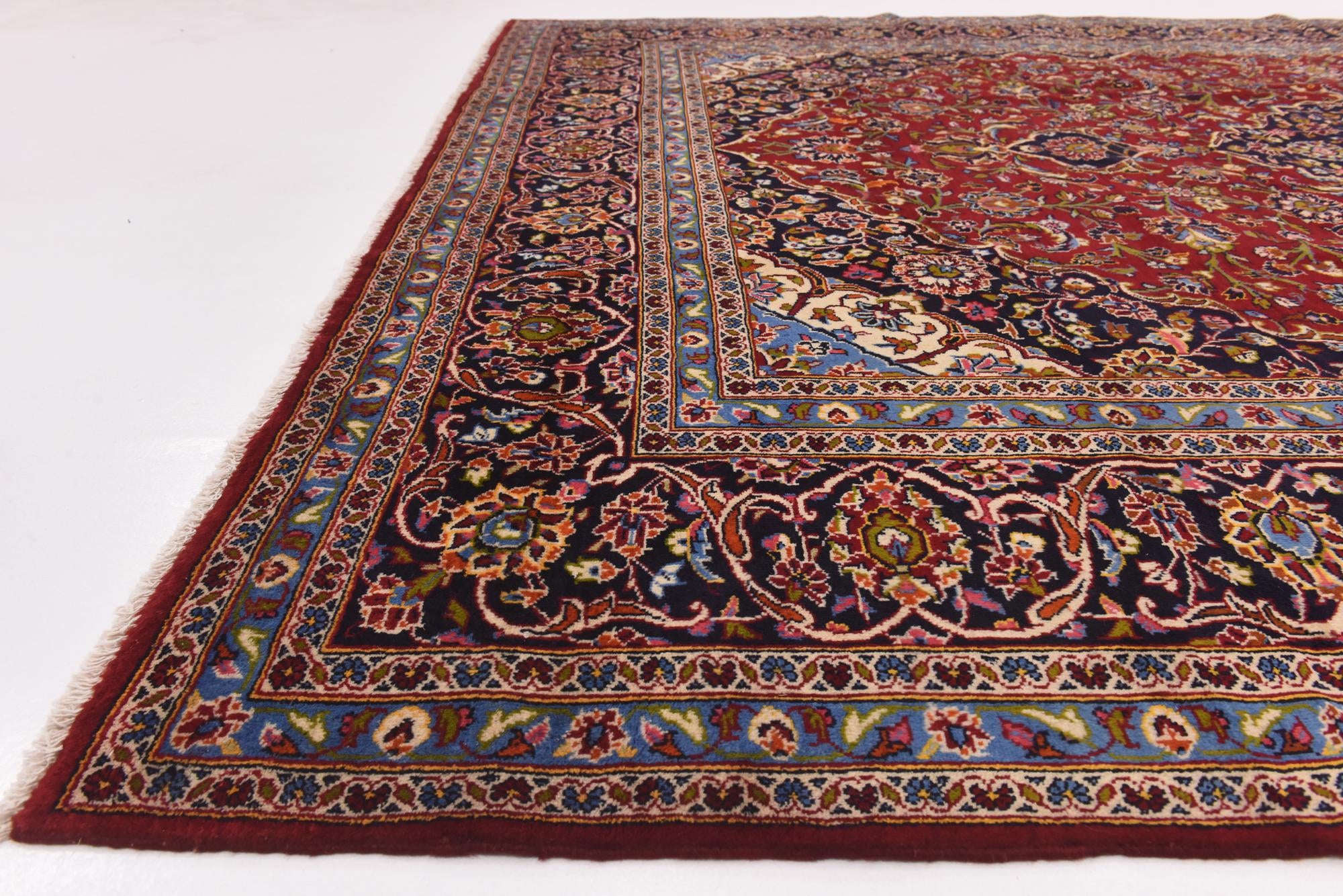 9' 7 x 13' 5 Hand Knotted Kashan Persian Wool Rug