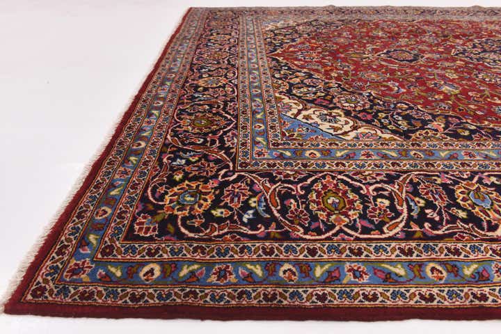 9' 7 x 13' 5 Hand Knotted Kashan Persian Wool Rug