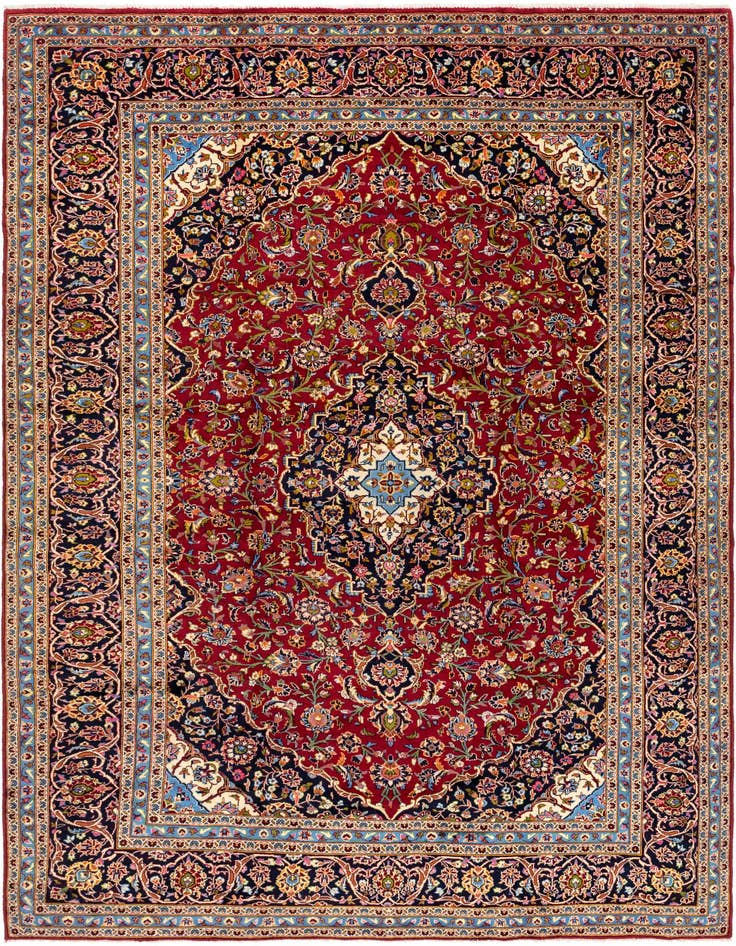 Detail image of 9' 7 x 13' 5 Hand Knotted Kashan Persian Wool Rug