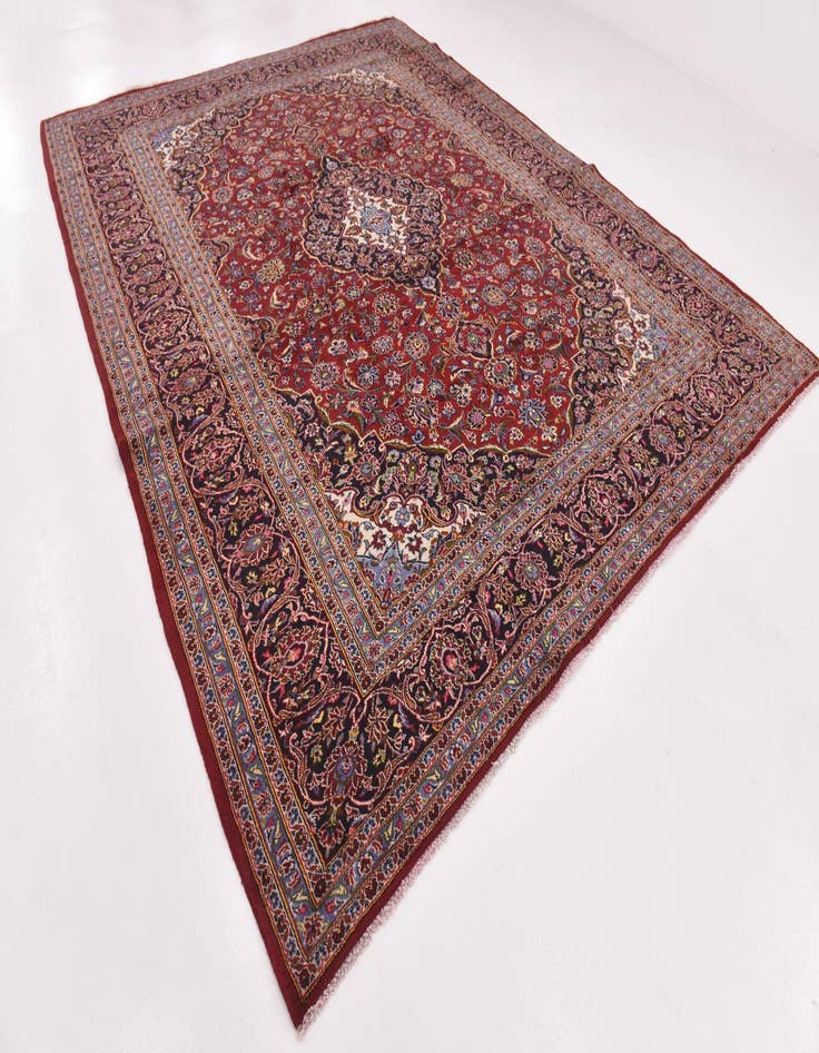 Detail image of 10' x 12' 8 Hand Knotted Kashan Persian Wool Rug