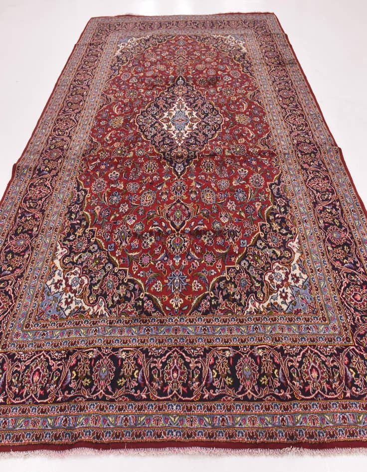 Detail image of 10' x 12' 8 Hand Knotted Kashan Persian Wool Rug