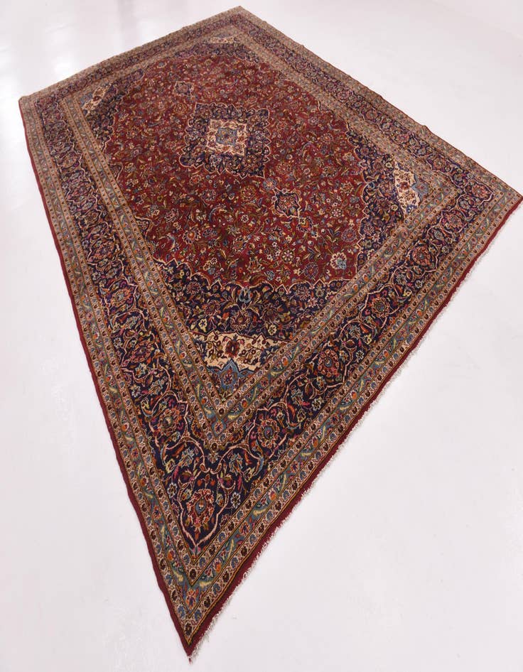 Detail image of 9' 10 x 13'  Hand Knotted Kashan Persian Wool Rug