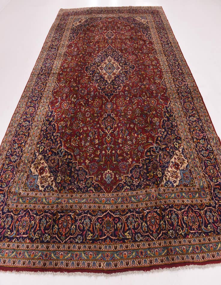 Detail image of 9' 10 x 13'  Hand Knotted Kashan Persian Wool Rug