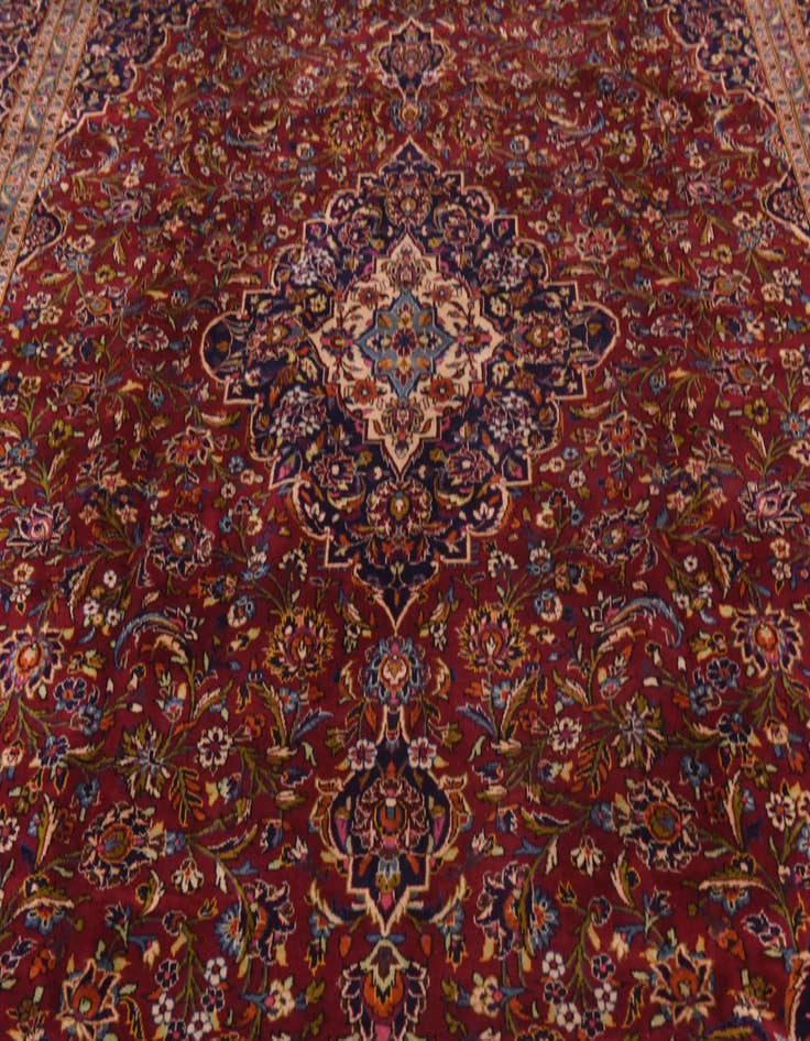 Detail image of 9' 10 x 13'  Hand Knotted Kashan Persian Wool Rug