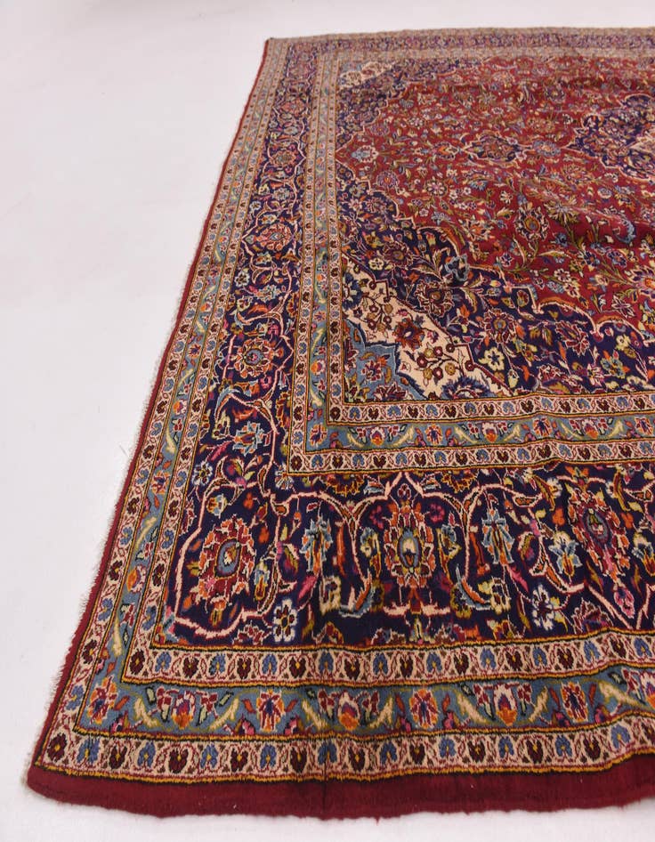 Detail image of 9' 10 x 13'  Hand Knotted Kashan Persian Wool Rug