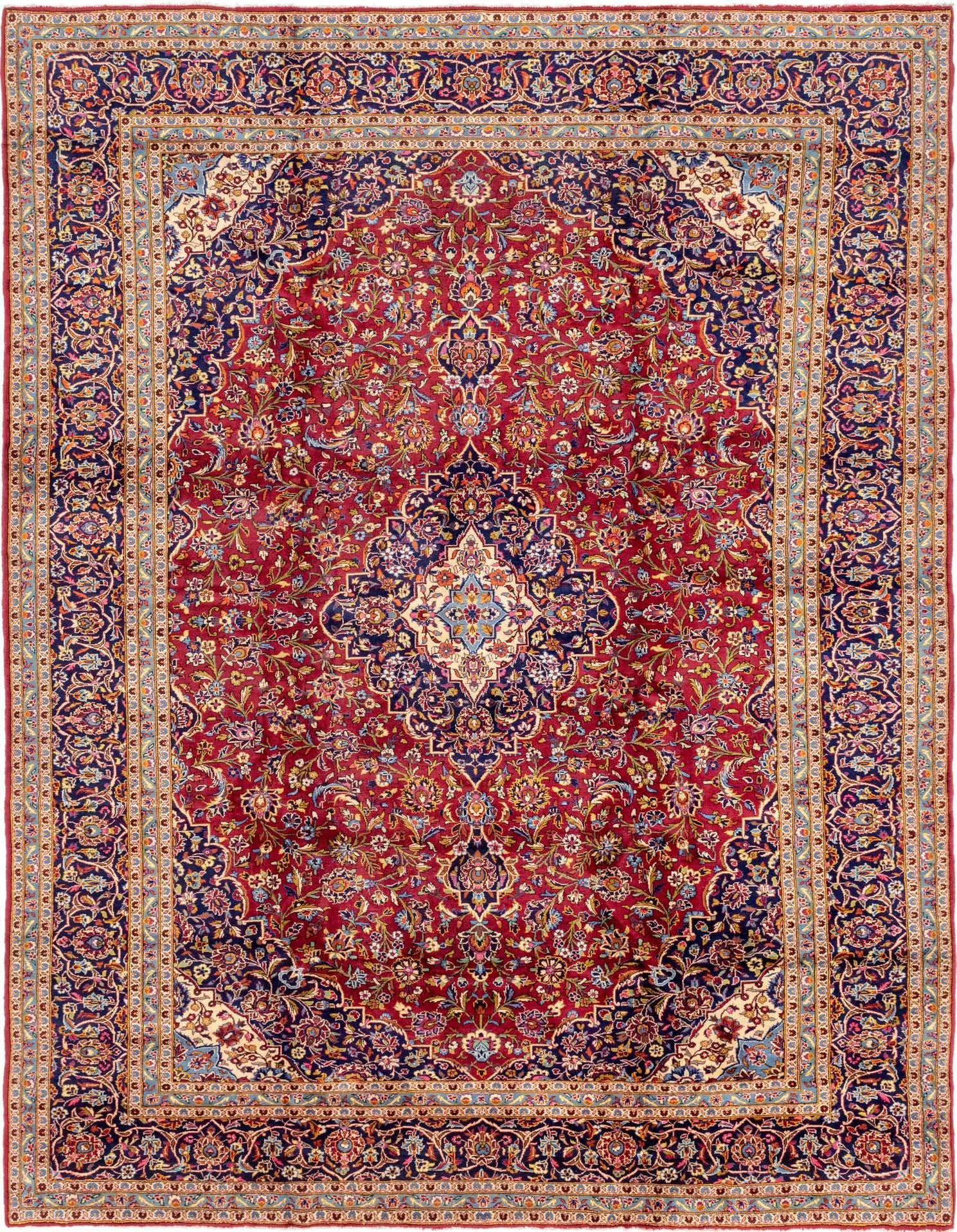 Primary image 9' 10 x 13'  Hand Knotted Kashan Persian Wool Rug