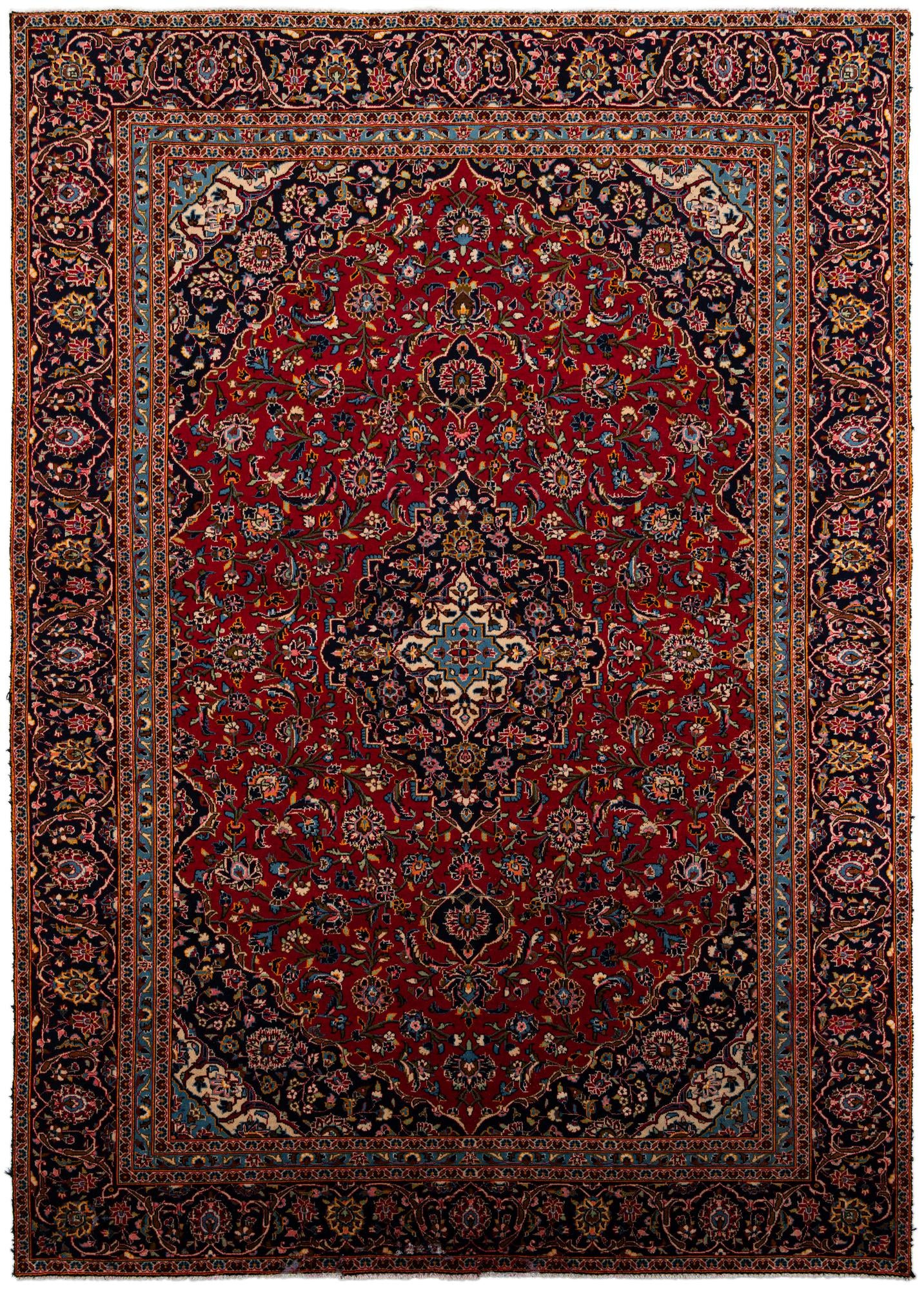 8' 10 x 12' 6 Hand Knotted Kashan Persian Wool Rug
