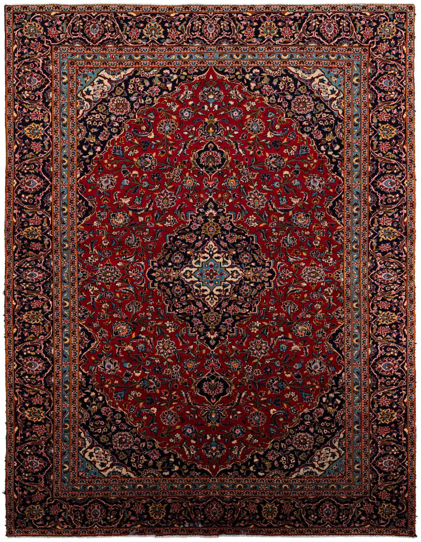8' 10 x 12' 6 Hand Knotted Kashan Persian Wool Rug