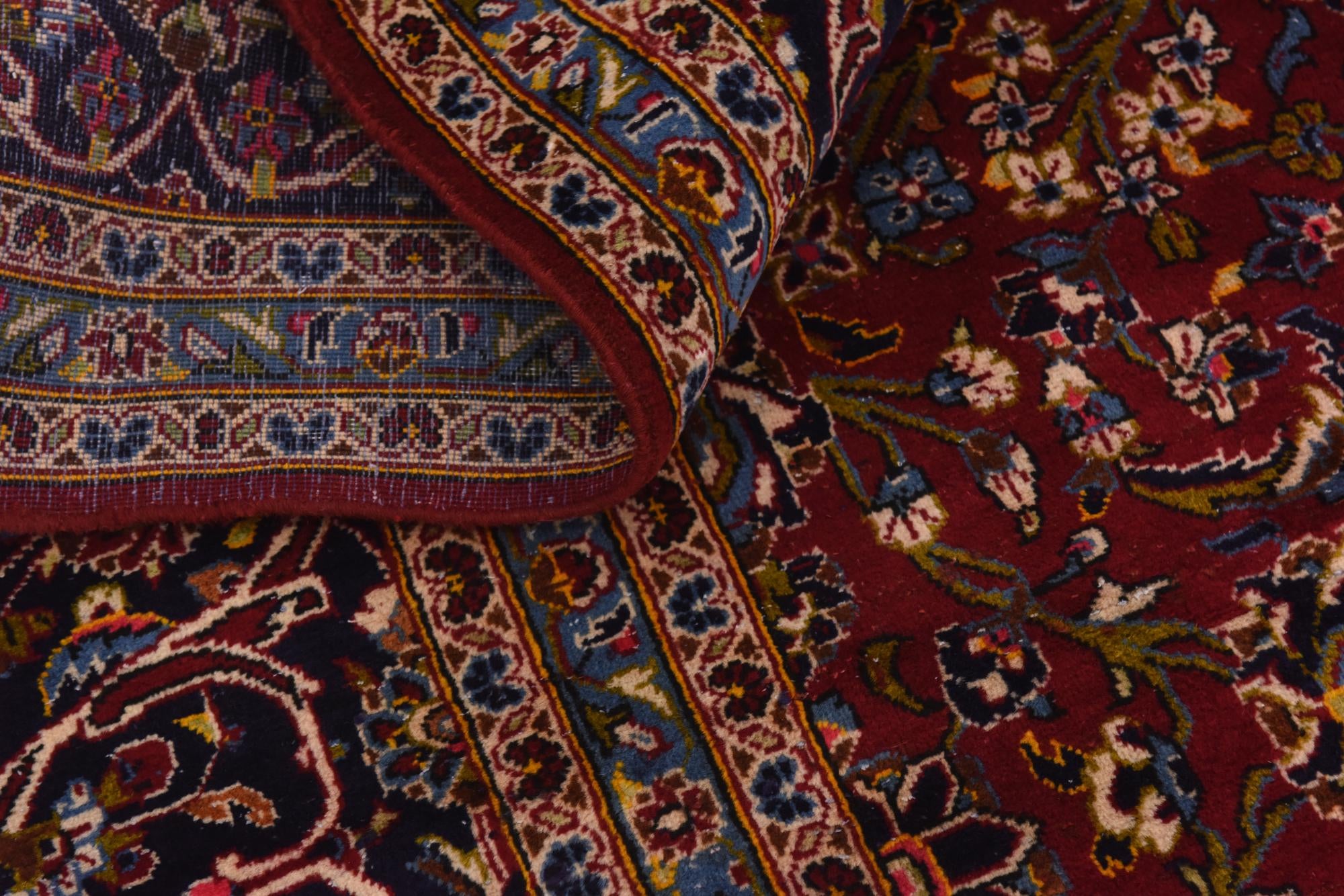 9' 8 x 12' 9 Hand Knotted Kashan Persian Wool Rug