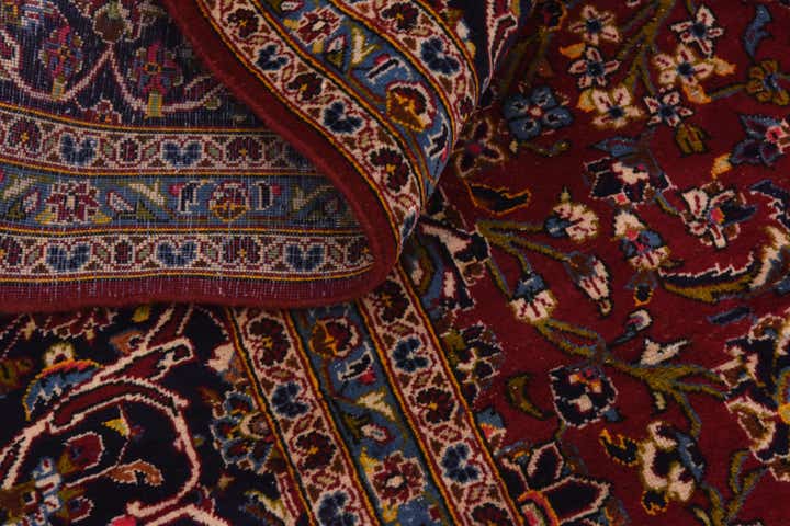 9' 8 x 12' 9 Hand Knotted Kashan Persian Wool Rug