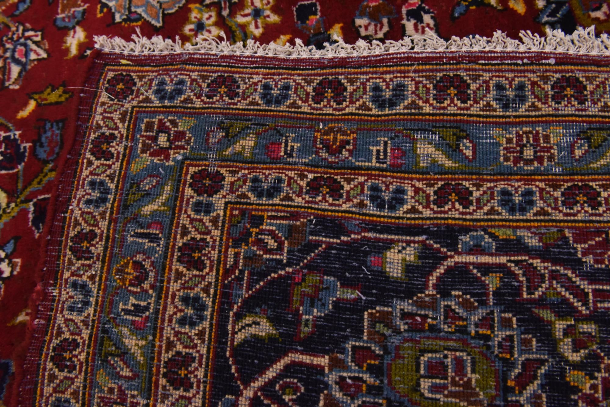 9' 8 x 12' 9 Hand Knotted Kashan Persian Wool Rug