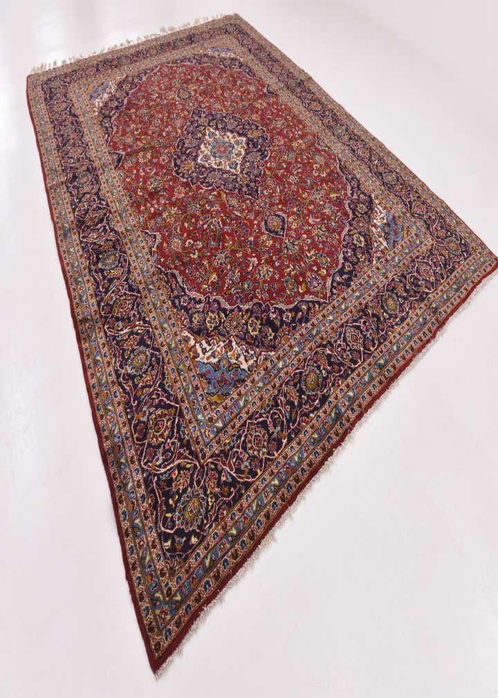 9' 8 x 12' 9 Hand Knotted Kashan Persian Wool Rug