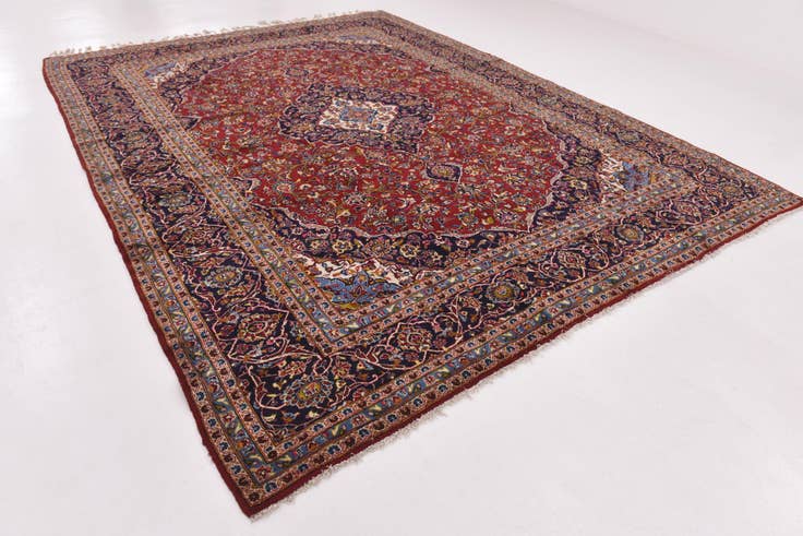 Detail image of 9' 8 x 12' 9 Hand Knotted Kashan Persian Wool Rug