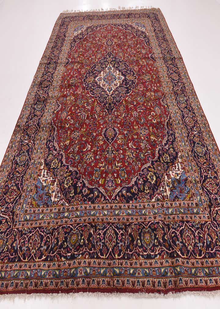 9' 8 x 12' 9 Hand Knotted Kashan Persian Wool Rug