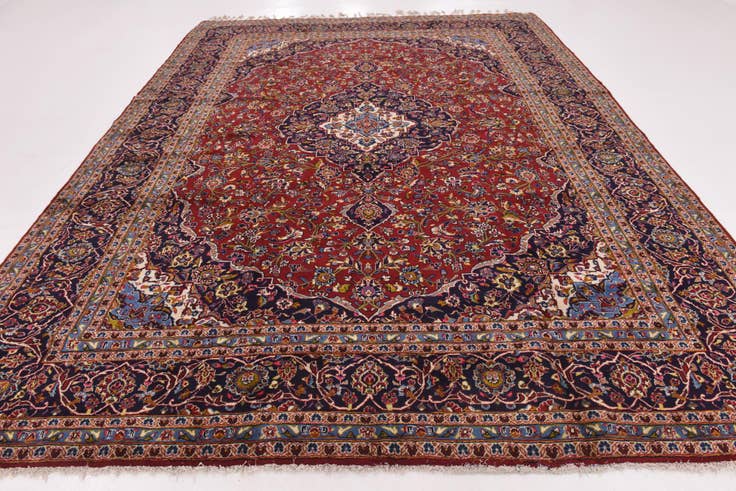 Detail image of 9' 8 x 12' 9 Hand Knotted Kashan Persian Wool Rug