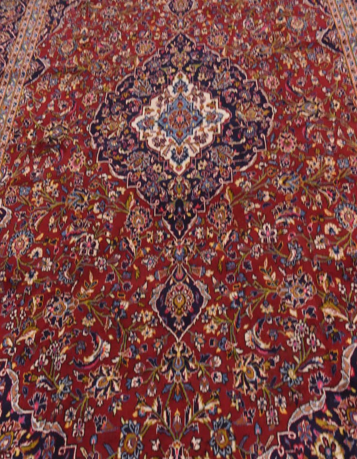 Detail image of 9' 8 x 12' 9 Hand Knotted Kashan Persian Wool Rug