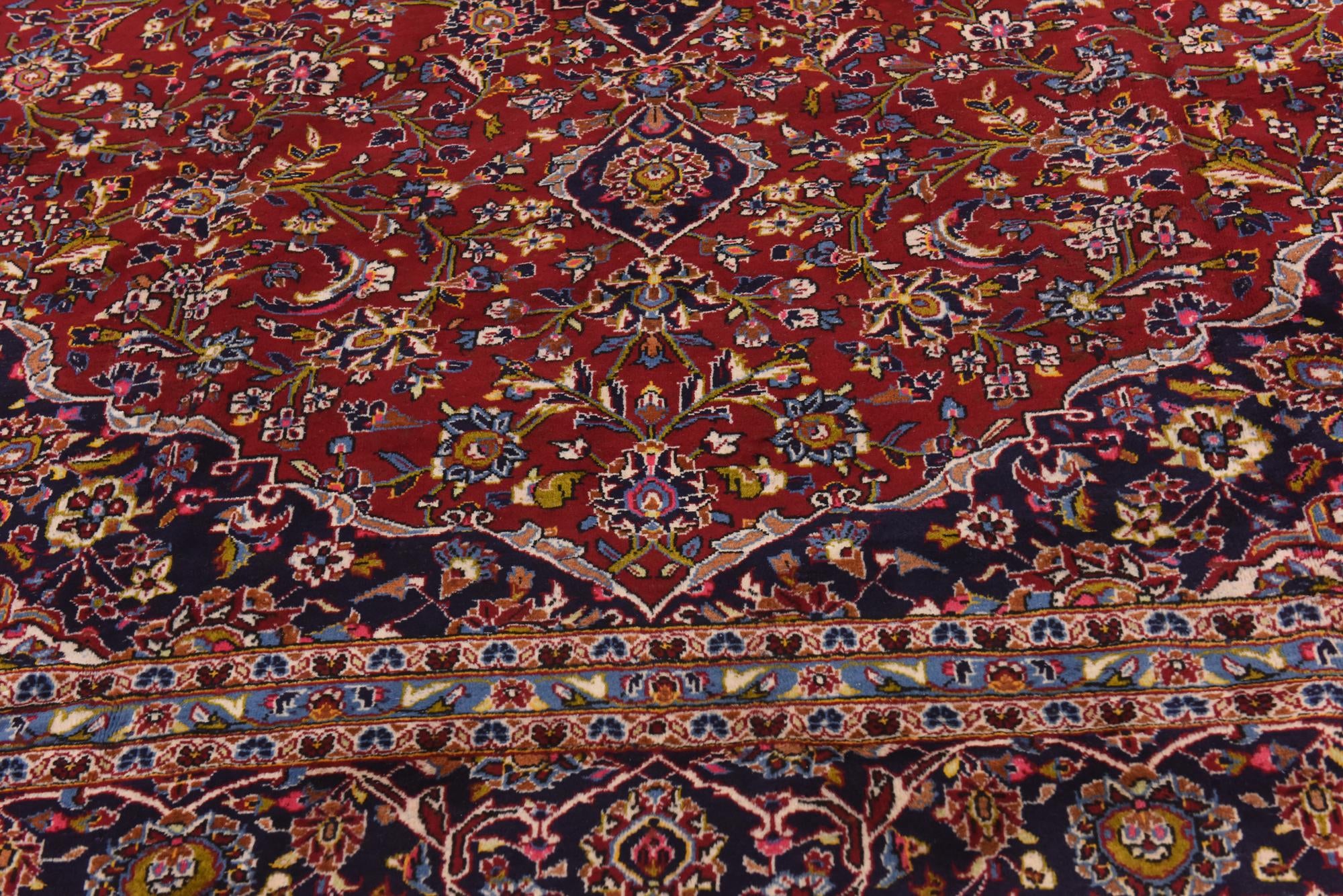 9' 8 x 12' 9 Hand Knotted Kashan Persian Wool Rug