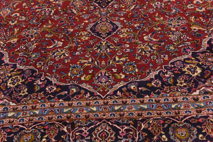 9' 8 x 12' 9 Hand Knotted Kashan Persian Wool Rug