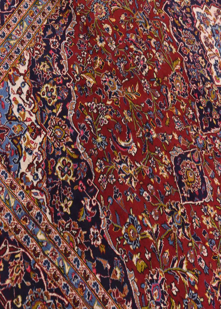 9' 8 x 12' 9 Hand Knotted Kashan Persian Wool Rug