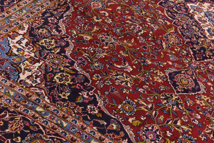 9' 8 x 12' 9 Hand Knotted Kashan Persian Wool Rug