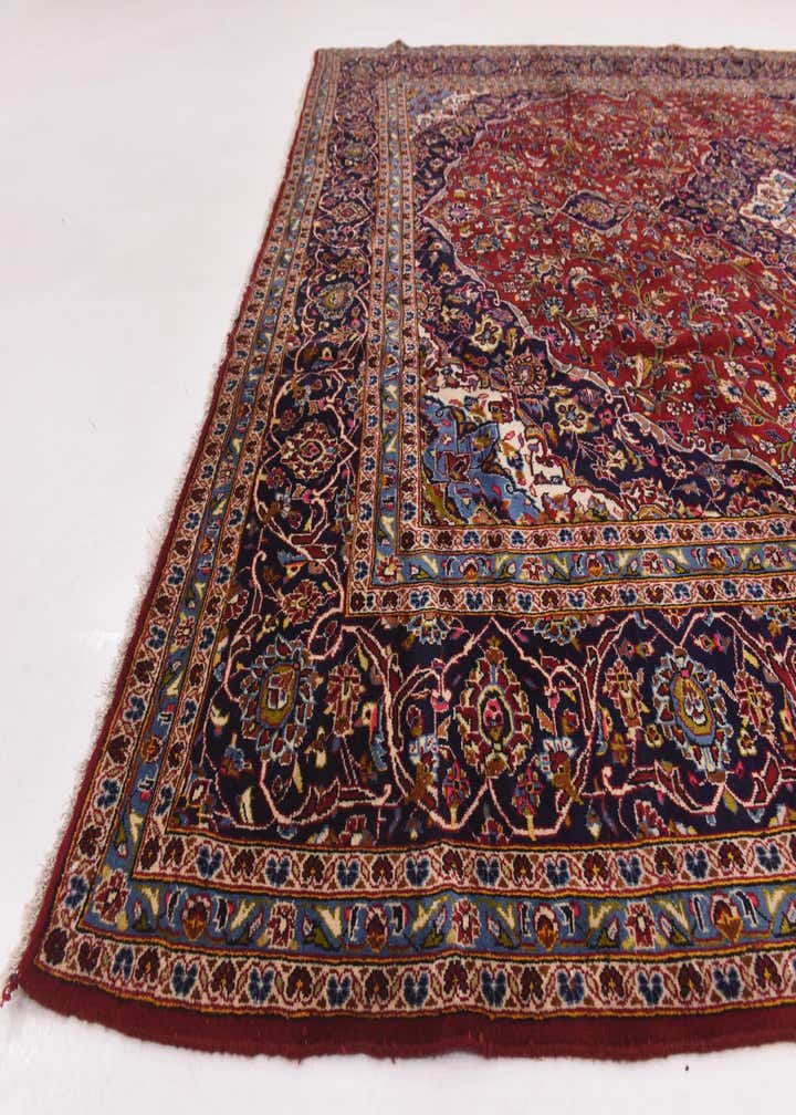 9' 8 x 12' 9 Hand Knotted Kashan Persian Wool Rug