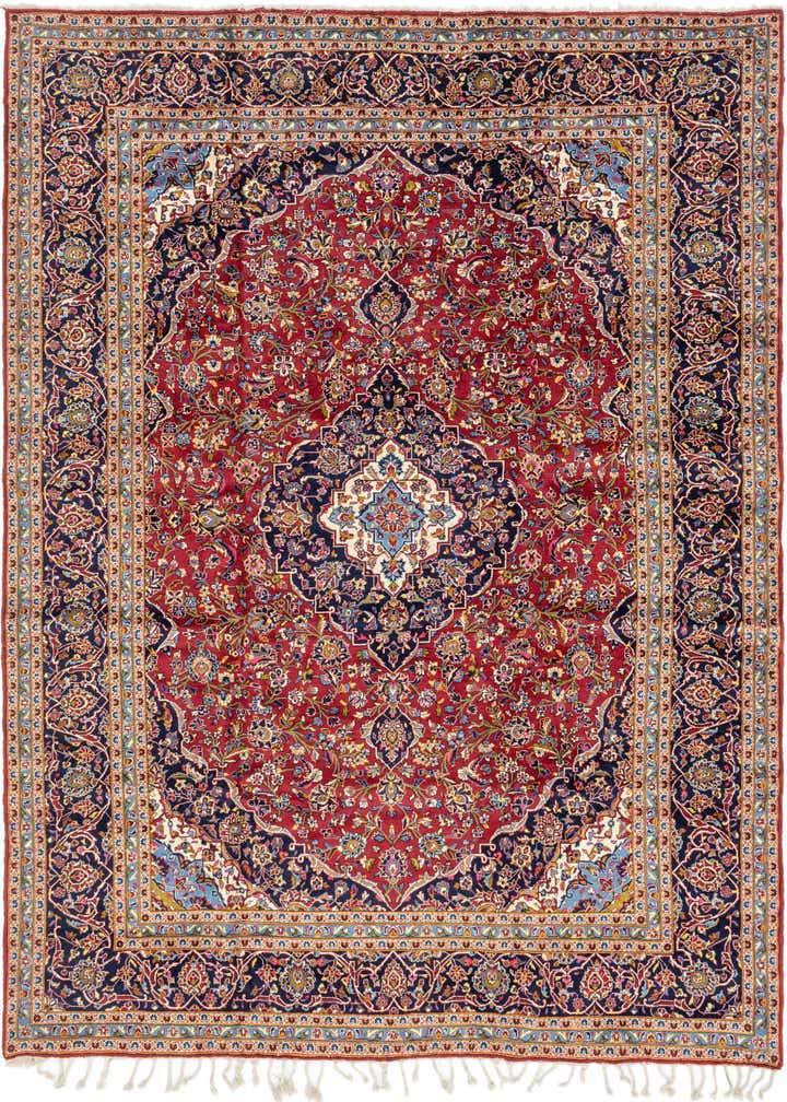 9' 8 x 12' 9 Hand Knotted Kashan Persian Wool Rug