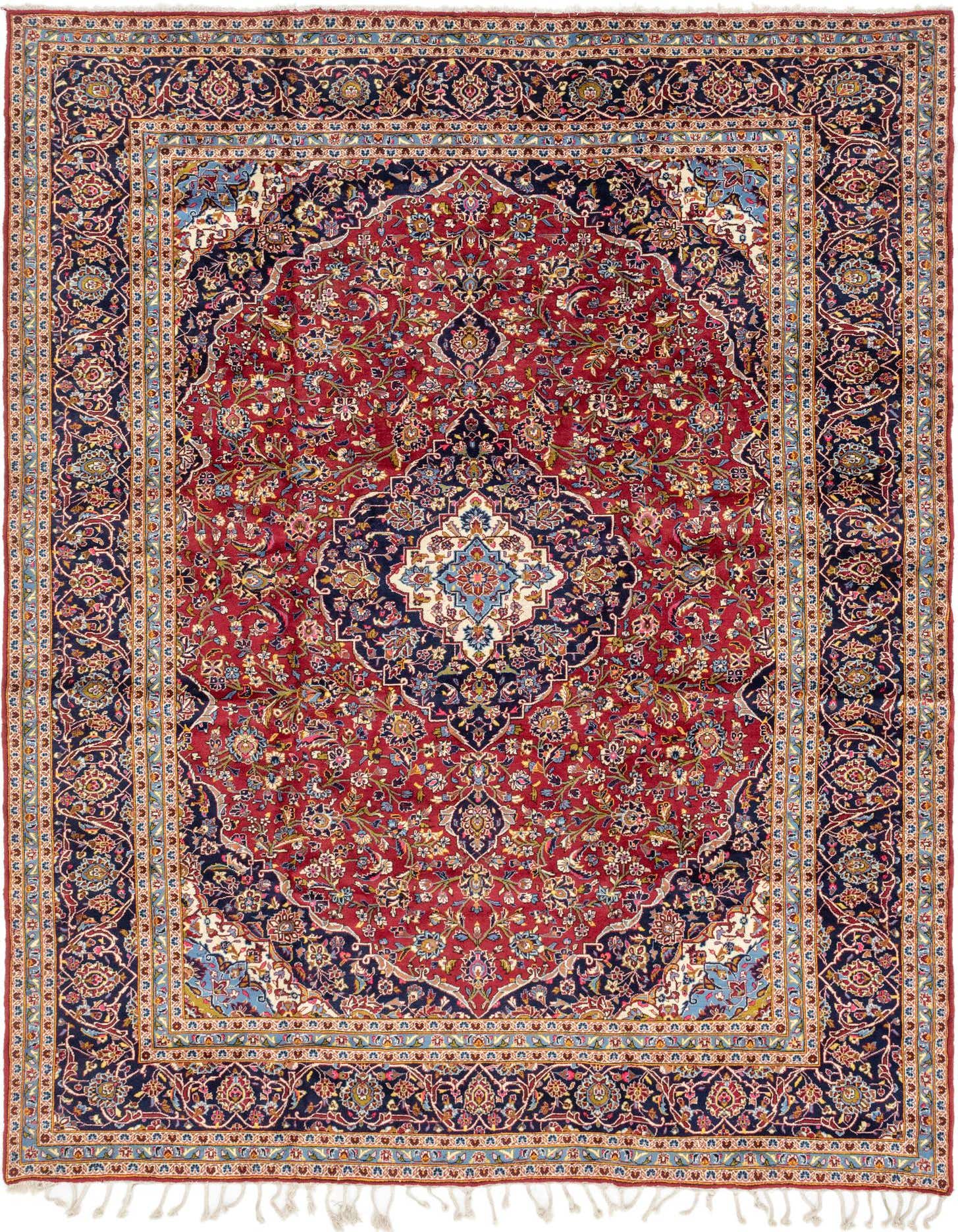 9' 8 x 12' 9 Hand Knotted Kashan Persian Wool Rug
