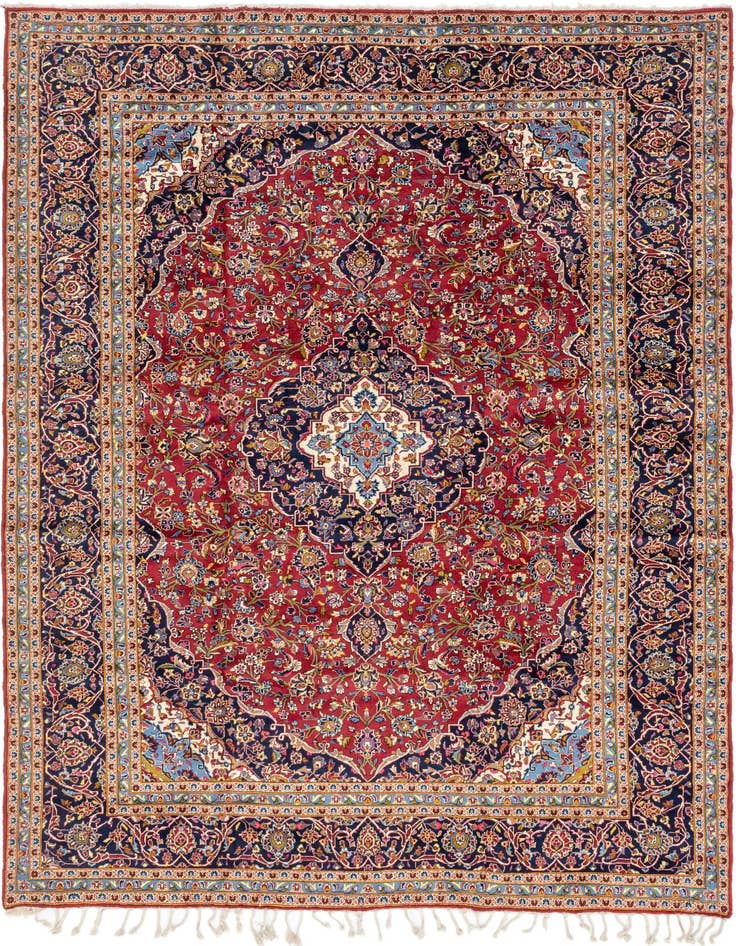Detail image of 9' 8 x 12' 9 Hand Knotted Kashan Persian Wool Rug