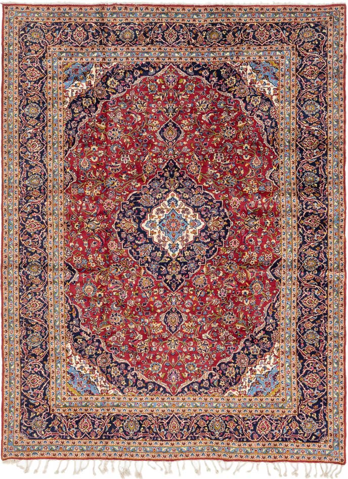 Detail image of 9' 8 x 12' 9 Hand Knotted Kashan Persian Wool Rug