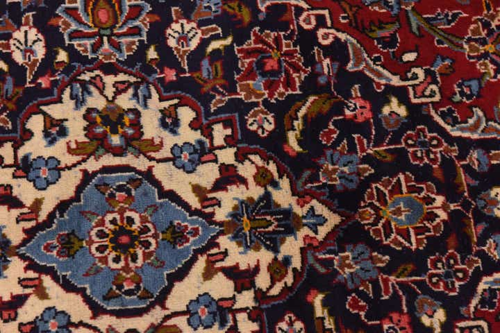 9' 7 x 13' Hand Knotted Kashan Persian Wool Rug