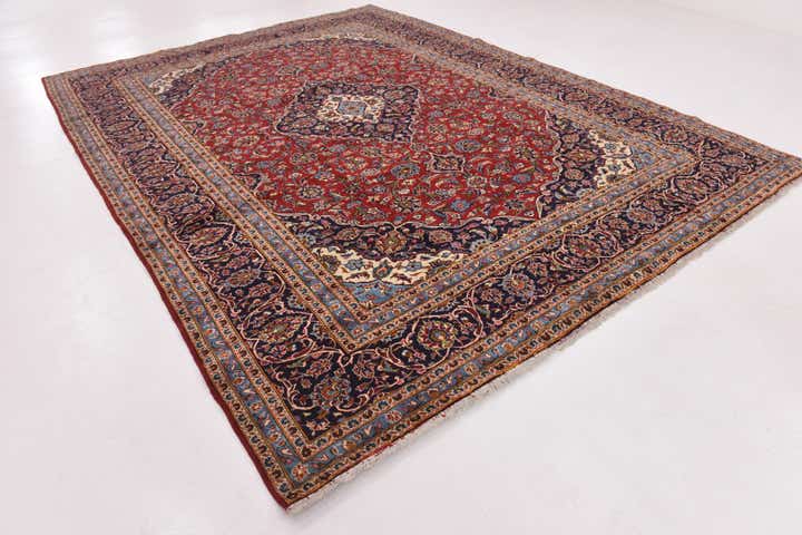9' 7 x 13' Hand Knotted Kashan Persian Wool Rug
