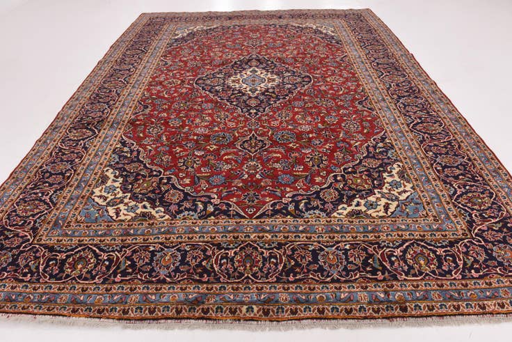 Detail image of 9' 7 x 13' Hand Knotted Kashan Persian Wool Rug