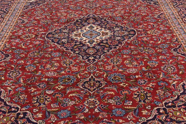 9' 7 x 13' Hand Knotted Kashan Persian Wool Rug