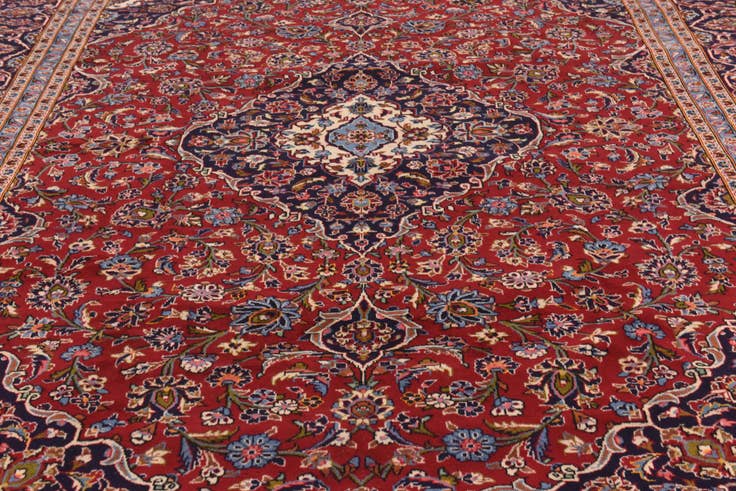 Detail image of 9' 7 x 13' Hand Knotted Kashan Persian Wool Rug