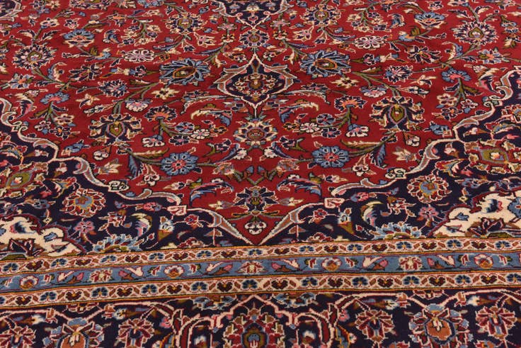 Detail image of 9' 7 x 13' Hand Knotted Kashan Persian Wool Rug
