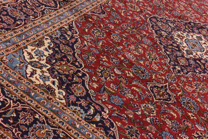9' 7 x 13' Hand Knotted Kashan Persian Wool Rug
