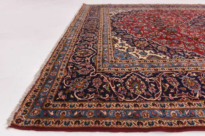 9' 7 x 13' Hand Knotted Kashan Persian Wool Rug