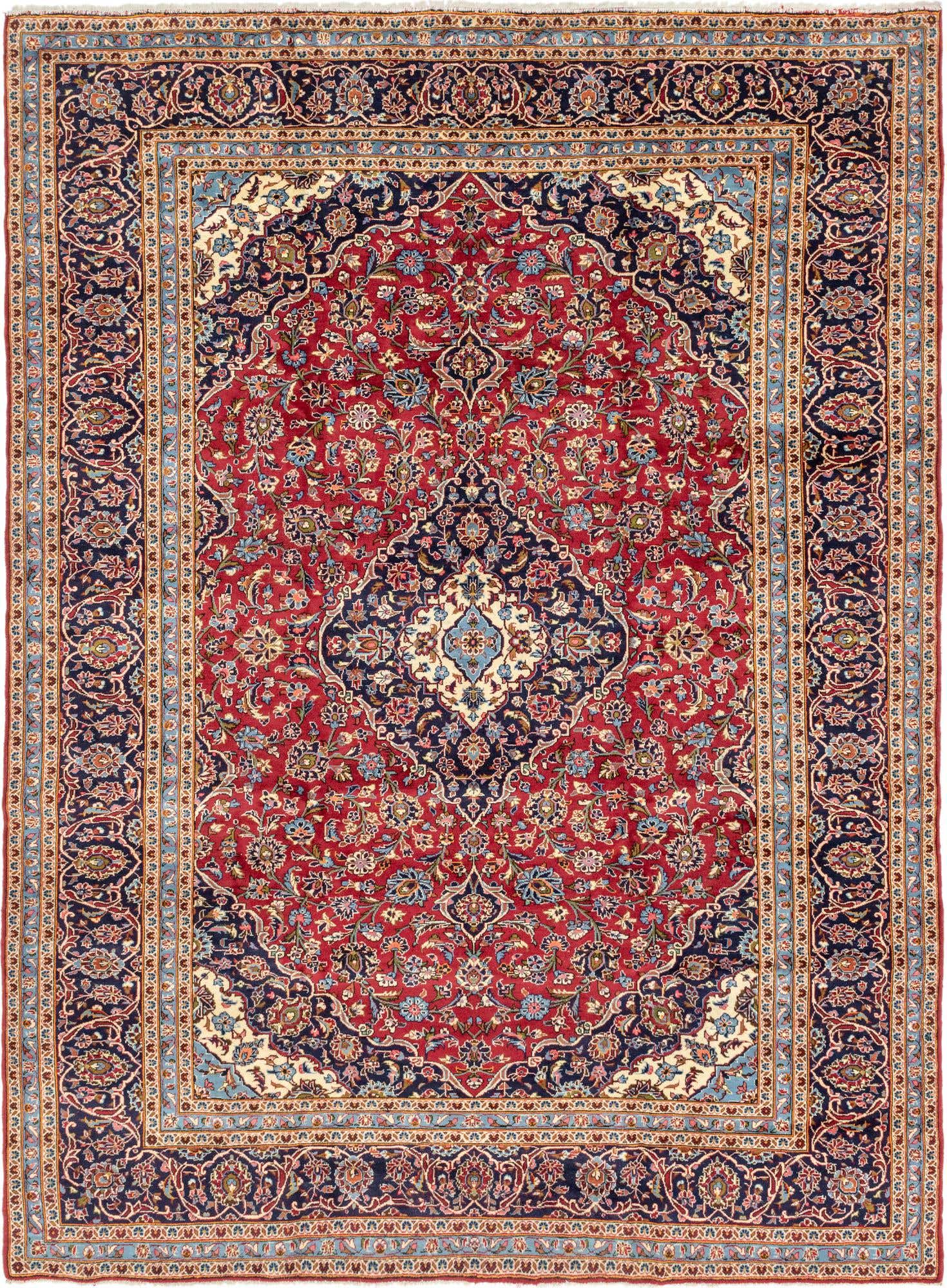 9' 7 x 13' Hand Knotted Kashan Persian Wool Rug