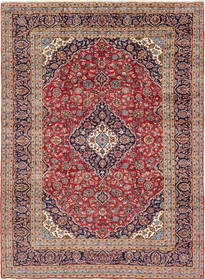 9' 7 x 13' Hand Knotted Kashan Persian Wool Rug